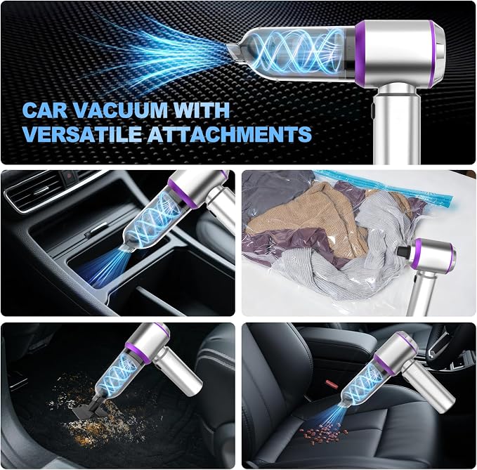 Cordless Handheld Car Vacuum, 22000PA Strong Suction Mini Vacuum, 100000 RPM Brushless Motor, 4-in-1 Portable Vacuum for Car Detailing, Pet Hair, Home, Office, Sofa, Carpet, Stairs, Couch