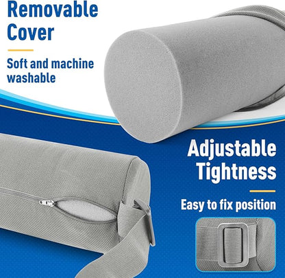 Lumbar Roll Support Pillow for Office Chair, Car, Gaming Chair, Memory Foam Back Cushion with Washable Cover for Relieving Back Pain & Improving Posture, Large,Light Grey