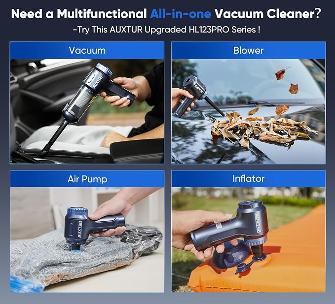 Car Vacuum Cordless, 3 in 1 Handheld Vacuum with Brushless Motor in 14000PA Powerful Suction, Mini Vacuum Cleaner with One-Touch Empty&2 Washable Filters, Portable Air Duster for Home, Desktop