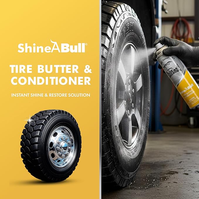 BullSnot! ShineABull Instant Tire Butter & Trim Gloss Spray Silicone-Free, UV Protection, Restores Shine & Moisture to Tires, Bumpers, Seals & More Fast, Easy Application Made in the USA
