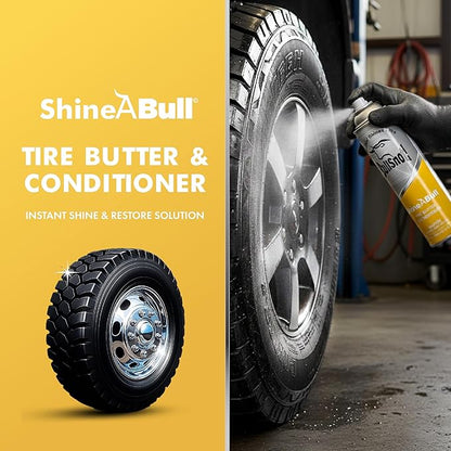 BullSnot! ShineABull Instant Tire Butter & Trim Gloss Spray Silicone-Free, UV Protection, Restores Shine & Moisture to Tires, Bumpers, Seals & More Fast, Easy Application Made in the USA