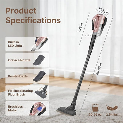 Shop-Vac S4 20V Handheld Vacuum Cordless with Brushless Motor, Rotating Floor Brush, Powerful 18000 Pa Suction Portable Vacuum for Car, Floor & Carpet, Wall-Mounted, LED, Lightweight, Champagne Gold