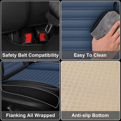 Seat Covers Full Set Fit for Nissan Rogue 2015-2026, Breathable and Comfortable Leather Car Seat Cover, Standard Waterproof Cushion Cover Auto Interior Accessories (Black Blue)