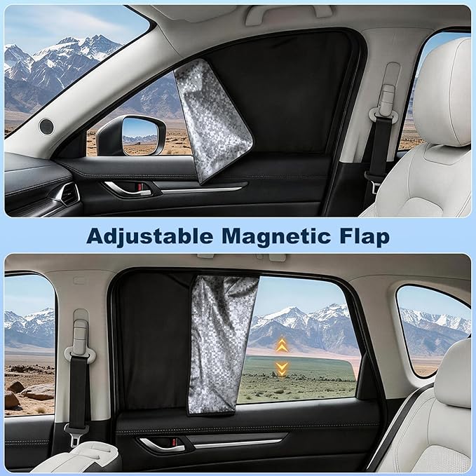 ZATOOTO Rear Side Window Sun Shade - 2 Pack Car Window Covers 99% UV Light Block Car Curtains Magnetic Side Window Sun Shade Keeps Cooler for Breastfeeding, Taking a nap, Changing Clothes, Camping