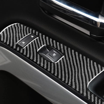 Real Carbon Fiber Fit for Chevy Silverado/GMC Sierra 1500 2014-2018 for 2500/3500HD 2015-2019 Car Window Lifting Switch Panel Trim Door Decals Sticker Auto Interior Accessories Cover Style A Black