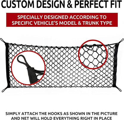 Envelope Style Trunk Mesh Cargo Net for Ford Fusion 2017 - 2020 - Car Accessories - Premium Trunk Organizers and Storage - Cargo Net for SUV - Vehicle Carrier Organizer for Ford Fusion 2017 - 2020
