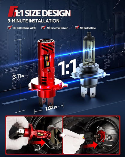 Torchbeam 9003 FOG Bulbs Combo, H4/9003 Fog Light for ATVS, 32000LM Fog Powersports Bulbs 50000HRS Lifespan, Pack of 2