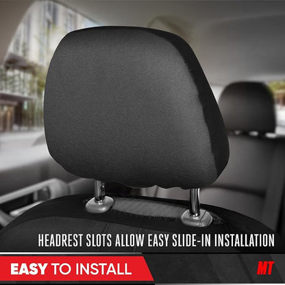 Motor Trend Honeycomb Polyester Seat Covers – Semi Universal Fit Front Seat Protector for Most Cars, Trucks, SUVs – Breathable Hex Design, Easy to Install, Black & Gray Car Seat Cover