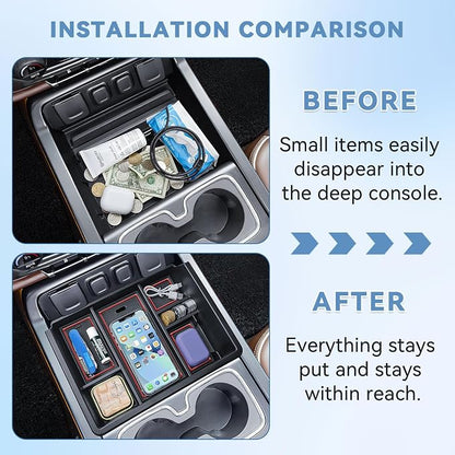 EDBETOS Console Organizer Compatible with 2014-2018 Chevy Silverado/GMC Sierra 1500 and 2015-2019 Silverado/Sierra 2500HD/3500HD Accessories Compartment Insert Tray - Full Console w/Bucket Seats ONLY