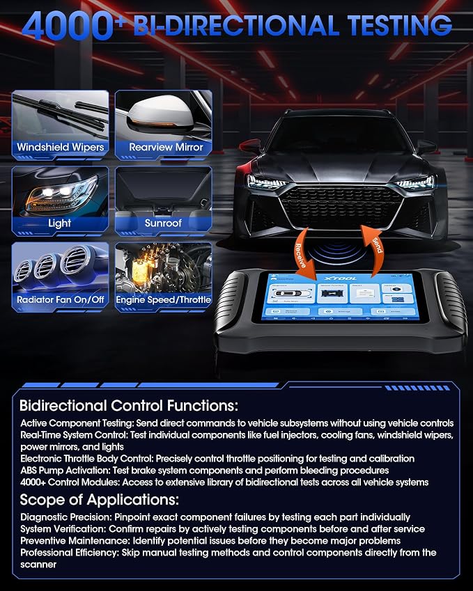 XTOOL IP900BT OBD2 Scanner Diagnostic Tool, ECU C0ding Automative Scanner, AI-Assisted Wireless Scan Tool with 41+ Reset, 4000+ Bidirectional Scanner for Car, CAN FD/DoIP/FCA, 3-Y Update
