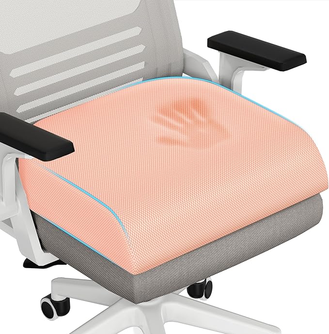 TranquilRelax 2XL Seat Cushion, Memory Foam Cushion for Long Sitting Hours on Office Chair, Car Seat, Non-Slip Chair Pad for Sciatica, Coccyx, Tailbone Pain Relief & Post-Surgery Recovery (Pink)