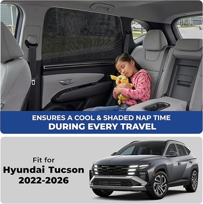 EcoNour Car Window Screen for Hyundai Tucson (2022-2026) 2 Pack | Breathable Mesh Camping Window Covers | 100% Protection from Bugs, Mosquito & UV | Baby Safe Privacy Blackout Net | Car Accessories