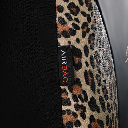 Flying Banner Butterfly car seat Covers ful Set Fashion Universal Lady Woman Female Rear Bench Split Colorized (Full Set - Faux Leather, Leopard Brown)