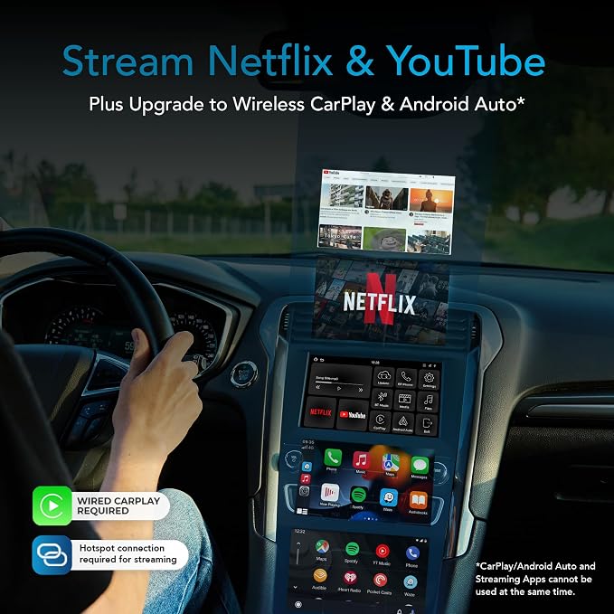 AUTOSKY LITE Box S 2026 – Wireless Adapter for CarPlay & Android Auto – Powerful New Processor – Netflix & YouTube via Phone Hotspot – Stable, Easy Plug & Play