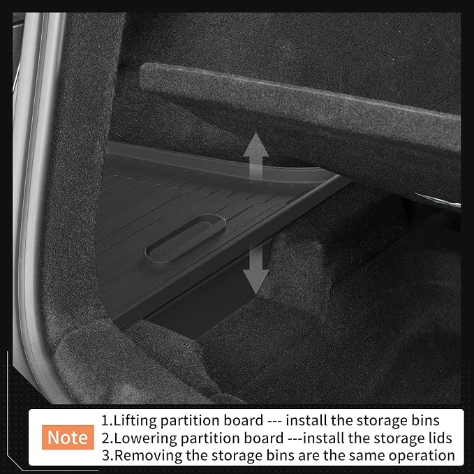 LUCKEASY Rear Trunk Storage Bins & Trunk Corner Up Storage Box for Tesla Model Y Juniper 2025 2026 Standard & Premium & Performance Cargo Side Box Accessories Black TPE