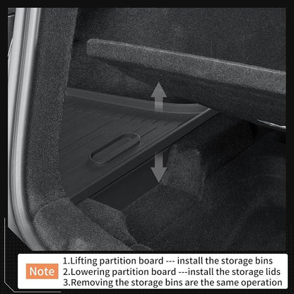 LUCKEASY Rear Trunk Storage Bins & Trunk Corner Up Storage Box for Tesla Model Y Juniper 2025 2026 Standard & Premium & Performance Cargo Side Box Accessories Black TPE
