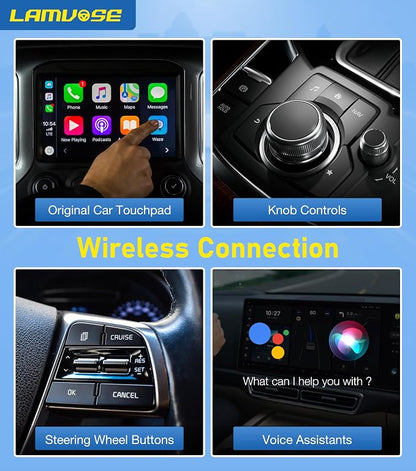 Magic AI Box 3.0 CarPlay 4-in-1 Wireless Carplay Adapter & Android Auto Dual WiFi + 4G SIM Split-Screen & Mirroring Supports TF Card Video Dowanlaod Any App for OEM Wired Car Play