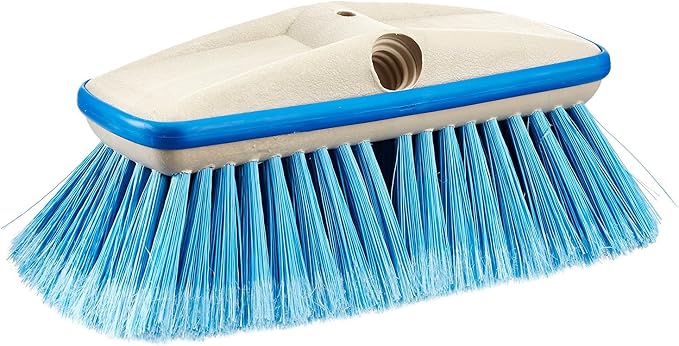 STAR BRITE Premium Medium Wash 8" Brush Head W/Bumper - Dual Connections Fit Either Standard 3/4" Threaded Poles or Extend-A-Brush Handles (Medium) (Blue) (040162)