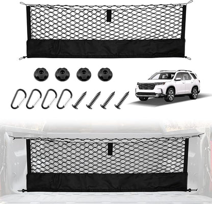 Amiss Truck Bed Cargo Net with Bottom Organizer, Compatible with Honda Pilot 2023-2026 | 2026+ Passport, Portable Storage for Pickup Cargo and Heavy Duty Hook, Exterior Accessories for Car SUV Truck