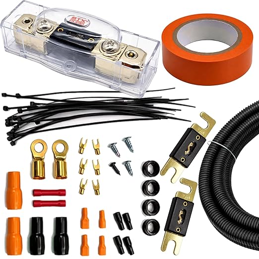 STX Audio SX0C 0 Gauge Amplifier Wiring Kit - True Spec 0 AWG Power Cable, ANL Fuse Holder with 200A & 250A Fuses, RCA & Speaker Cables - Complete Installation Kit for Car Audio Systems