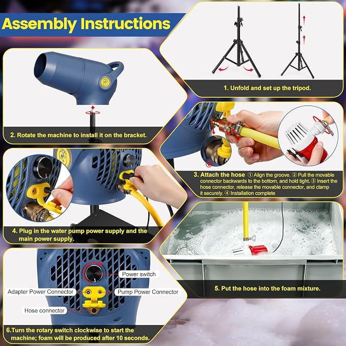 Party Foam Cannon, Foam Machine for Party, 3 Modes Detachable Front Barrel Adjustable Wind Speed, Foam Making Machine for Garden Backyard Pool Indoor
