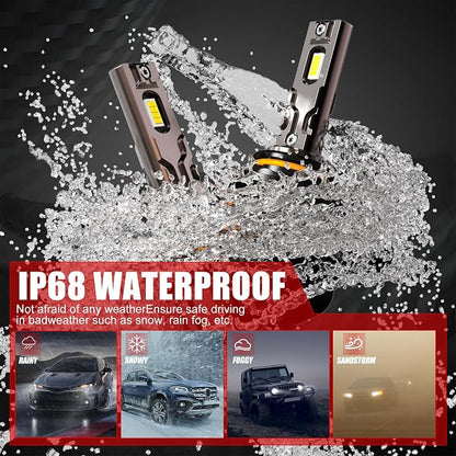 Bulb, 26000LM Super Bright 6500K 800% Brighter Bulbs with Turbo Fan, IP68 Waterproof, Plug-N-Play (9006+9005)