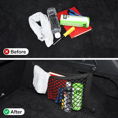 2 Pack Small Cargo Net Pocket Storage Pouch Bag 21 x 9.8 Inches RV Netting Elastic Automotive Cargo Nets with 8 Mounting Screws, Storage Mesh for Car Trunk SUV Boats