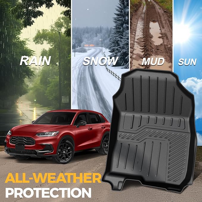 Floor Mats for Honda HR-V 2023-2026, All Weather Floor Mats Trunk Cargo Liner with Backrest Protectors and Door Sill Guards Accessories, Full Coverage Set