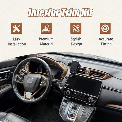 Interior Trim Kit for Honda CR-V 2017-2022 Wood Grain Pattern 9Pcs