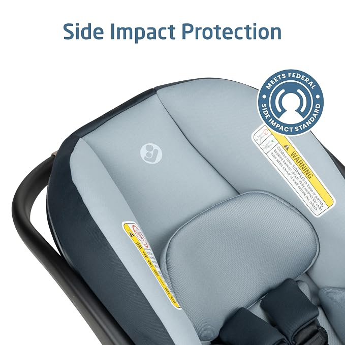 Maxi-Cosi Mico Pro Baby Infant Car Seat with Base, Ventilated Chair, Soft Headrest Pad, Easy-Install Latch, Adjustable Belt Guide, 3-Position Base, Stroller-Ready, 4-30 lbs, up to 32 in, Seascape