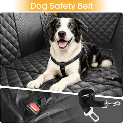 PETICON Back Seat Extender for Dogs, Hard Bottom Pet Seat Cover - Supports 400lbs, Waterproof Rear Seat Cover with Mesh Window for Ford/GMC/Chevrolet/Toyota/RAM Crew Cab Trucks&Full-Size