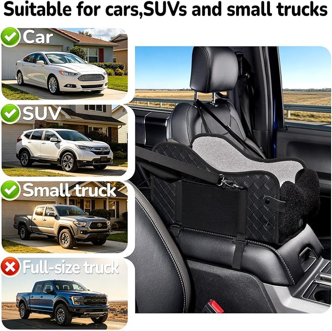 Center Console Dog Car Seat,Pet Puppy Middle Console Dog Car Seat for Small Dogs (Black, Small)