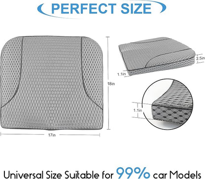 Lofty Aim Car Seat Cushion, Comfortable Memory Foam Seat Pillow for Driving, Sciatica-Back Pain Relief, Cushion for Car-Truck, Office, Wheelchair - Mesh Gray