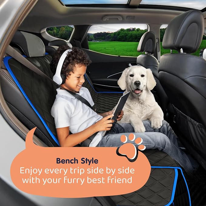 Petloox XL Dog Car Seat Cover for Back Seat, Waterproof Hammock for Car, SUV & Truck, Non-Slip Backseat Cover for Dogs, Heavy-Duty Dog Hammock Style Seat Protector Pets, Easy to Install & Clean