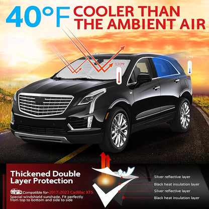 KAYZT Windshield Sun Shade for 2017-2025 2026 Cadillac XT5 Foldable Sunshade SUV Front Window Custom Fit Car Accessories