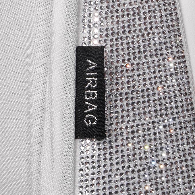 CAR PASS All White Bling Diamond Leather Car Seat Covers Full Sets,Waterproof Shining Glitter Sparkly Crystal Universal Fit for Automotive Truck SUV Cute Women Girl Airbag Compatable,Sliver Rhinestone