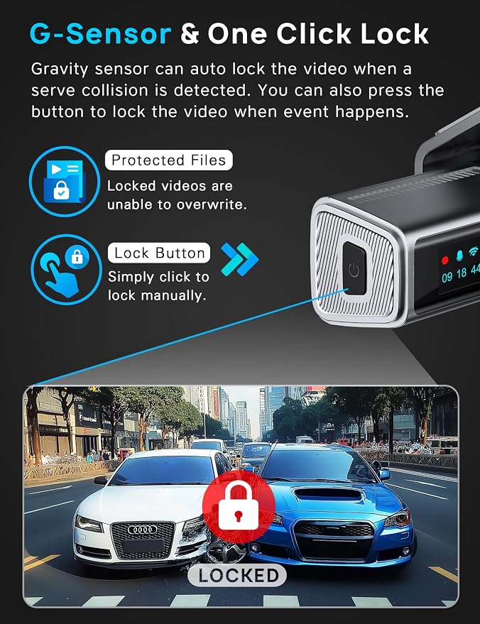 Navycrest 4K Dash Cam Front and Rear, Built-in 5G WiFi, Dash Camera for Cars 4K Front and 1080P Rear, Dashcams for Cars Loop Recording, Gravity Sensor, 24-Hours Parking Mode, SD Card NOT Included