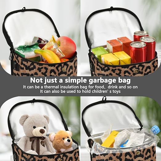 senya Car Trash Can Car Garbage Can Car Waste Basket,Cheeteh Leopard Print Leak-Proof Car Trash Bin, Car Trash Hanging Car Accessories Interior Car Organizer Bag