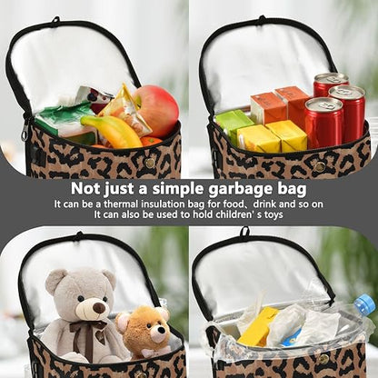 senya Car Trash Can Car Garbage Can Car Waste Basket,Cheeteh Leopard Print Leak-Proof Car Trash Bin, Car Trash Hanging Car Accessories Interior Car Organizer Bag