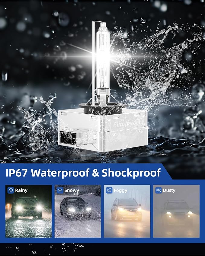 Sinoparcel D1S/D1R Xenon HID Headlight Bulbs - 6000K 35W High Low Beam 66144 66140 85140 85415 Replacement Lights,Pack of 2