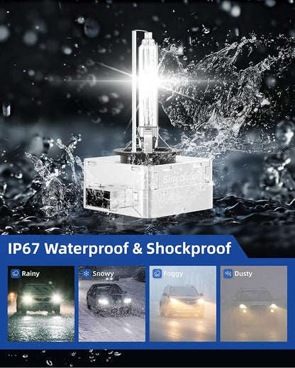 Sinoparcel D1S/D1R Xenon HID Headlight Bulbs - 6000K 35W High Low Beam 66144 66140 85140 85415 Replacement Lights,Pack of 2