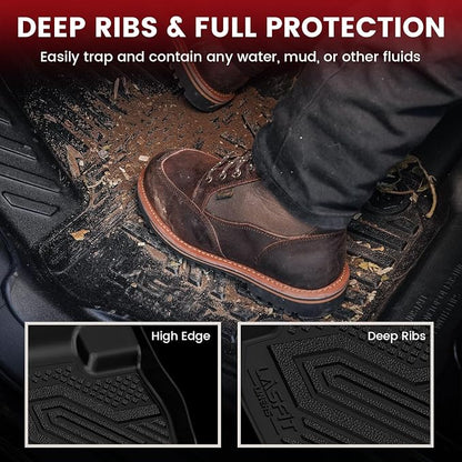 LASFIT Floor Mats for Ford Explorer 2015-2019 7 Seater All Weather TPE Car Liners Custom Fit for Front, Rear and 3rd Row, Black 4pcs