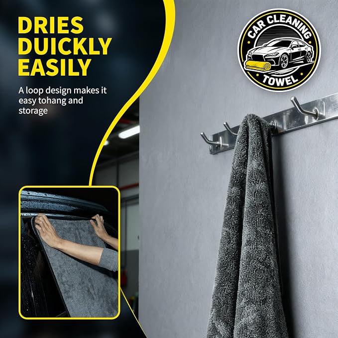 2-Pack Car Drying Towel 24"x40" - 10"x12" Detailing Pros & Home Users - 1300 GSM Microfiber Towels Absorbs Over 11lbs of Water Leaves No Streaks, Spots or Scratches Dries an Entire Vehicle