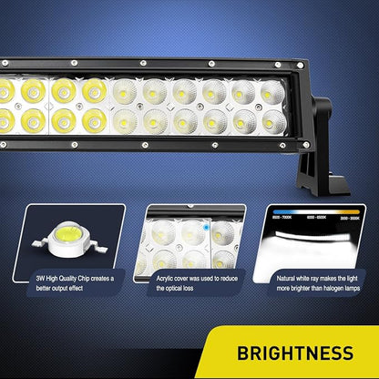 Nilight - 70016C-A 32" 180W Curved Spot Flood Combo High Power LED Driving Lamp LED Light Bar Off Road Fog Driving Work Light for SUV Boat Jeep Lamp