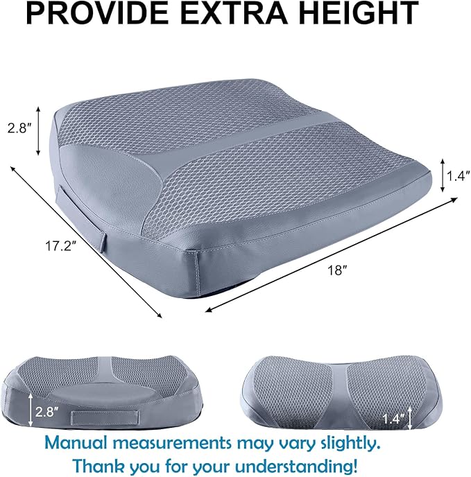 Car Memory Foam Heightening Seat Cushion for Short Drivers, Improve Driving Vision, Double Layered Design, Hip/Tailbone/Lower Back Pain Relief, Adults Booster Seat for Car,Truck,SUV,Office.