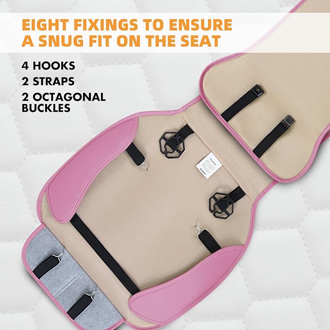 Elantrip 2PCS Front Car Seat Covers Pink Leather Auto for Women Airbag Compatible Diamond Pattern PU Seat Cover Universal Fitness