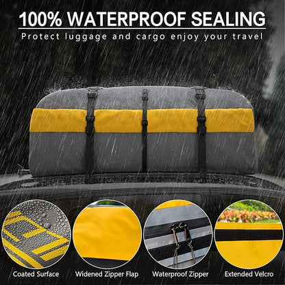 WILDROAD Car Roof Bag Rooftop Cargo Carrier, 21 Cubic Feet Waterproof Roof Luggage Cargo Carrier Bag with Anti-Slip Mat for All Cars Vehicles SUV with/Without Rack (21 Cubic Feet)