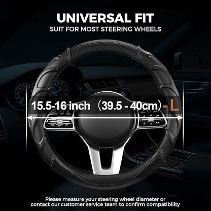 West Llama Truck Steering Wheel Cover for Ford F-150 F-250 F-350 Expedition Ram 1500 2500 3500 Tacoma Tundra, Anti-Slip Grip, 15.5-16 Inch Large Car Steering Wheel Cover (Large Size-Black)