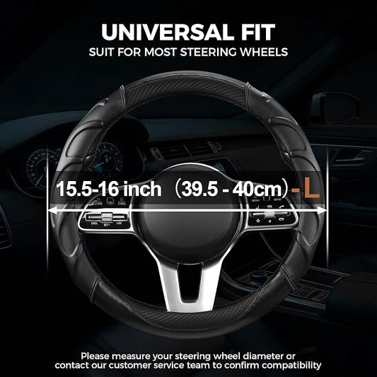 West Llama Truck Steering Wheel Cover for Ford F-150 F-250 F-350 Expedition Ram 1500 2500 3500 Tacoma Tundra, Anti-Slip Grip, 15.5-16 Inch Large Car Steering Wheel Cover (Large Size-Black)