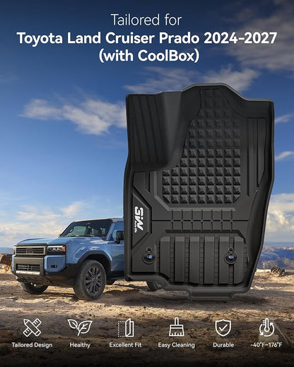 3W Floor Mats & Cargo Liner for 2024-2027 Toyota Land Cruiser Prado, TPE Custom Fit Floor Liner & Trunk Mats 1st &2nd Rows Car Mats & Cargo Mat